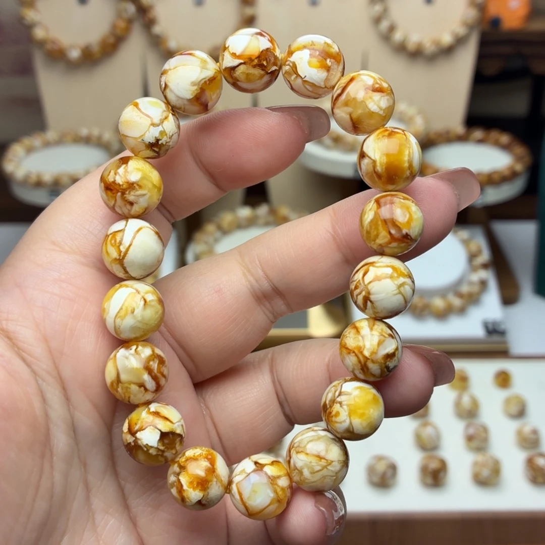 12mm沁色圆珠手串一条