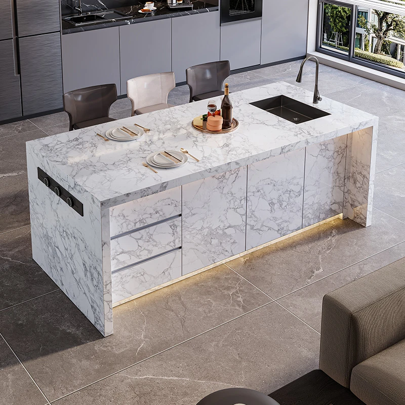 【中岛台】大花白吧台家用轻奢高级感多功能操作台支持个性化设计