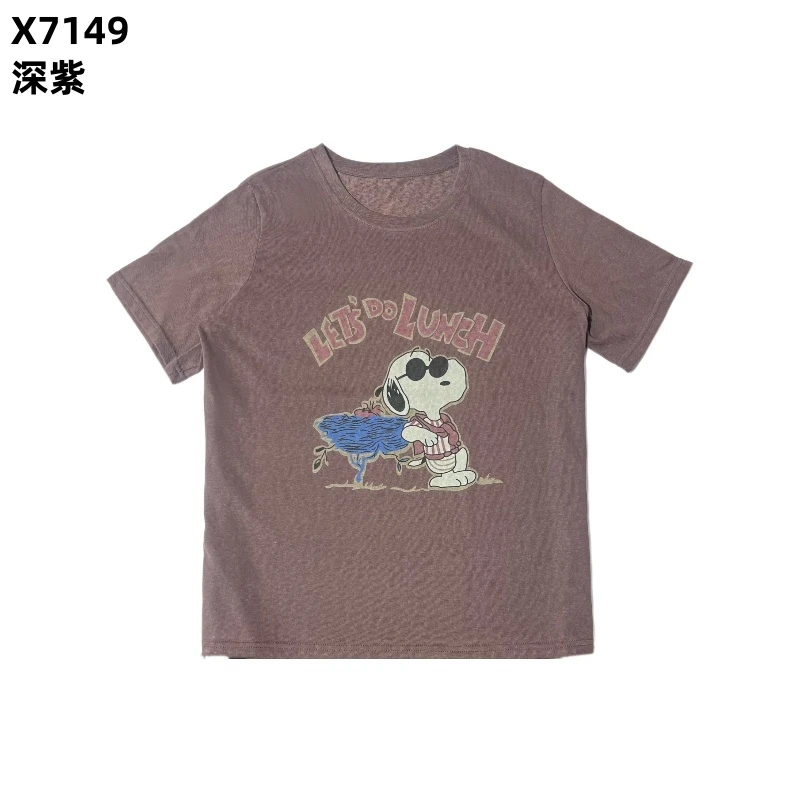 【主播推荐】女士麻感棉小努比圆领短袖X7147-X7150