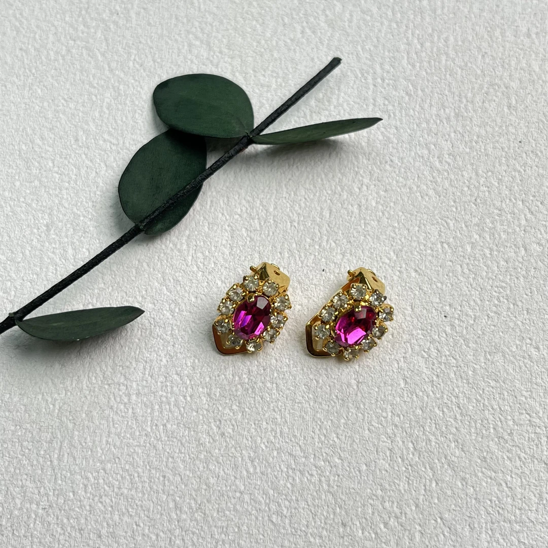 铜合金合成锆石耳饰 【六六中古】孤品复古耳夹ap7465