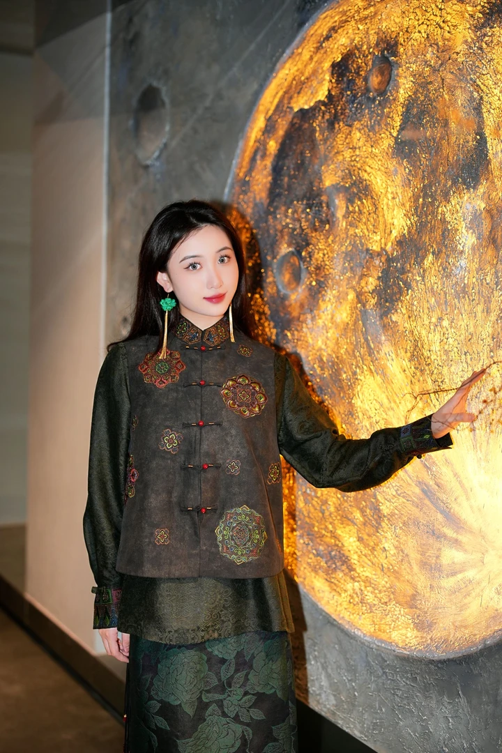 蓝大【笔冢】新中式桑蚕丝马甲7561