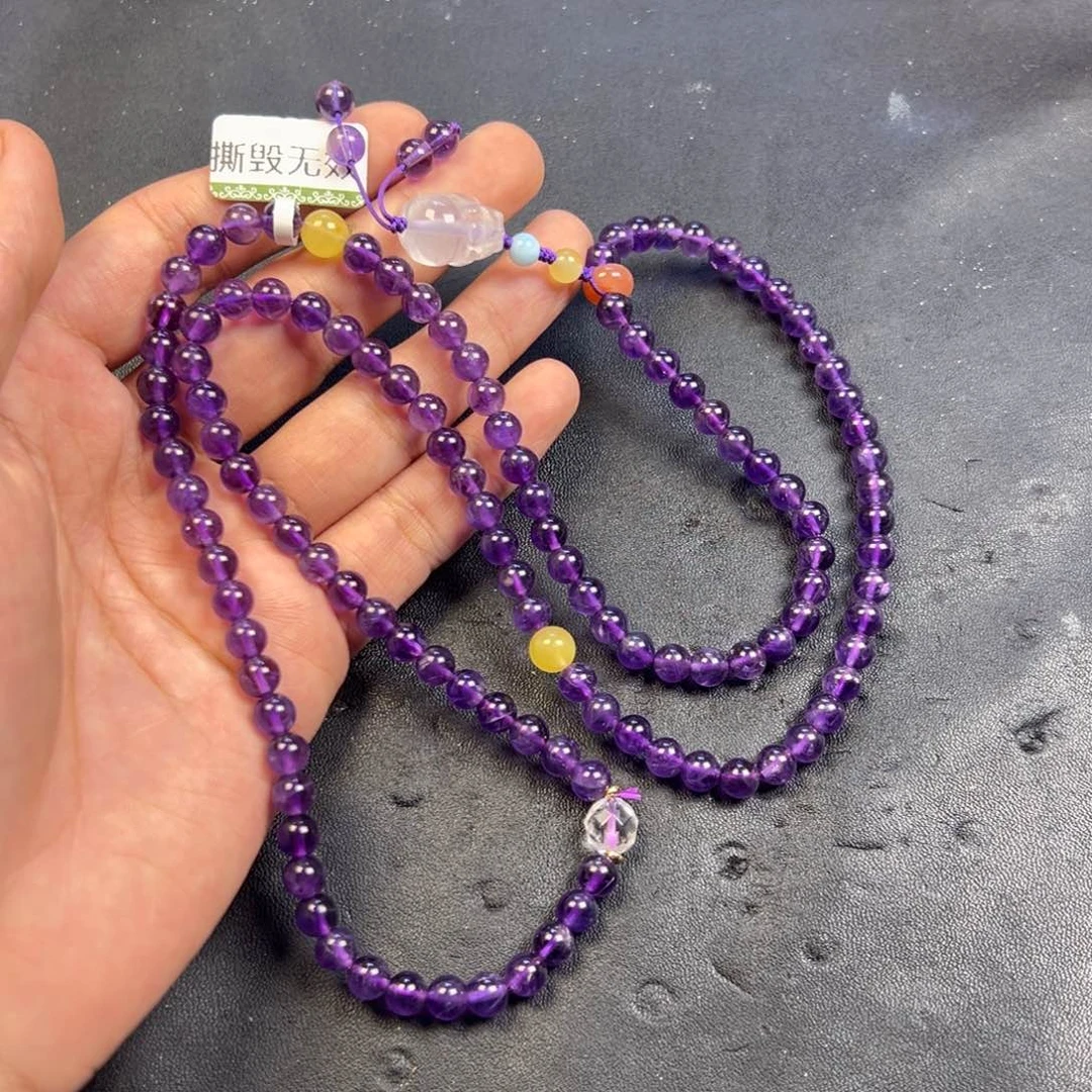 颈饰未镶嵌紫晶多样性乌拉圭紫水晶卡6货头升级版