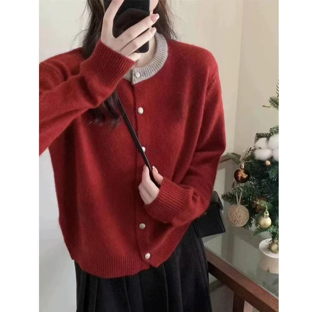 【全毛开衫】圆领针织开衫女新款毛衣外套 HZ-030