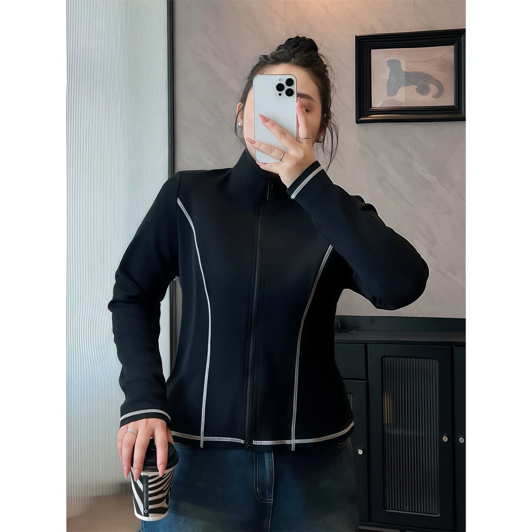 月下白茶 / 设计感明线修身短外套13514花契200斤胖mm休闲时尚