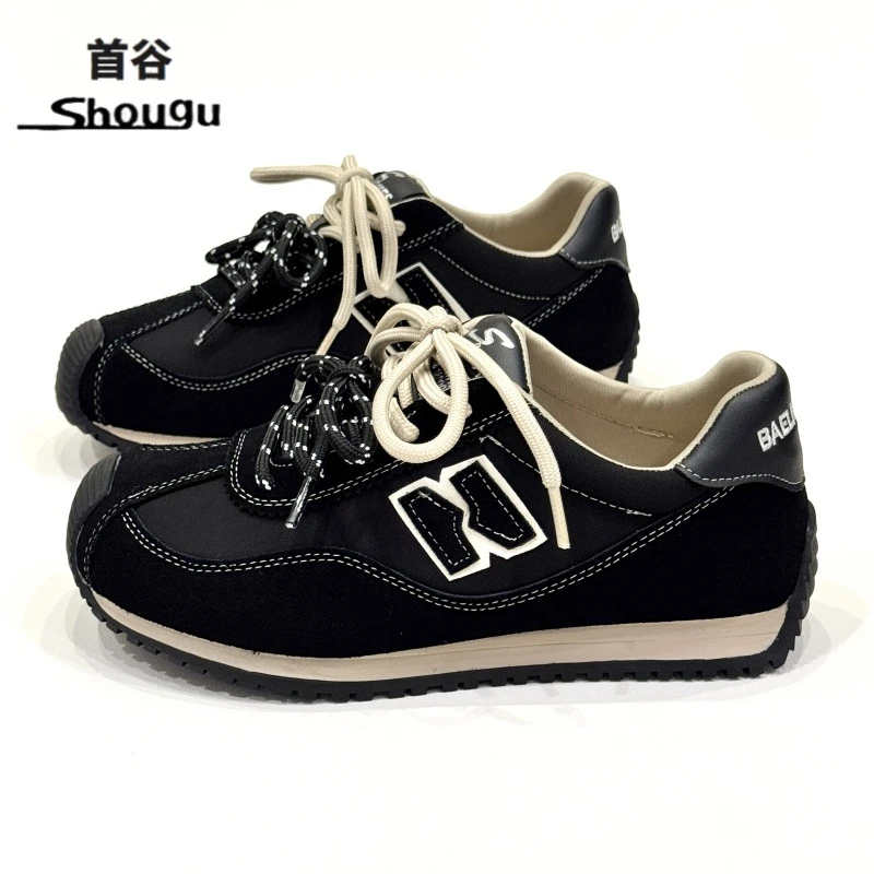 shougu/首谷2025新款复古圆头系带德训鞋学生跑步阿甘鞋运动鞋女