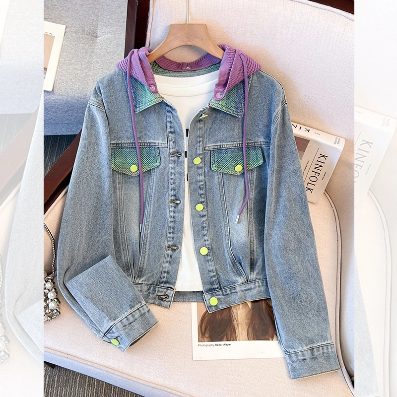 短款紫色连帽春秋新款女款韩版气质百搭显瘦洋气时尚薄款外套爆款