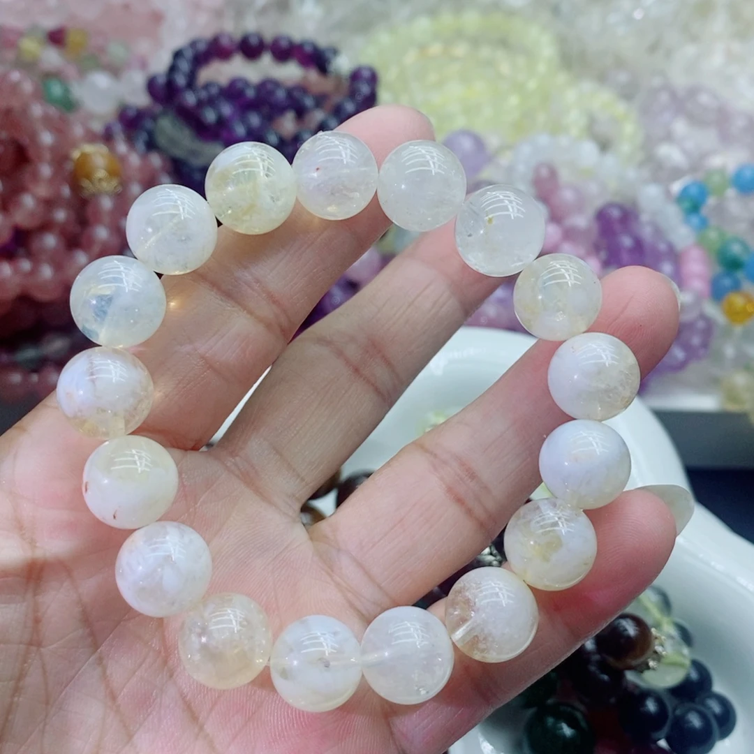 银S800镀金镶嵌手链烟晶