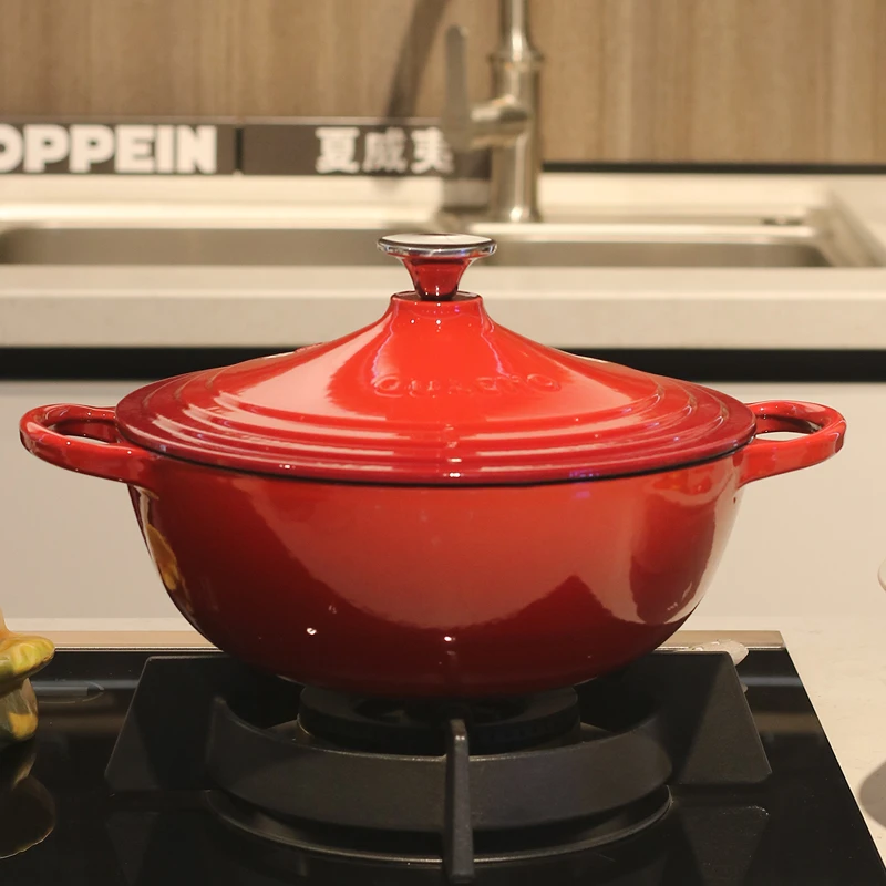 QULENO千乐欧炫彩26cm妈咪锅多功能锅铸铁珐琅锅焖煮锅炒锅家用