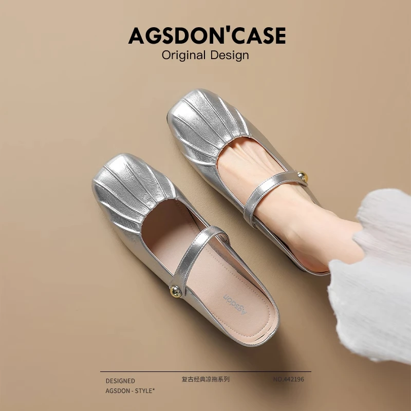 奥古狮登半拖鞋女夏外穿2025新款粗跟凉鞋法式女鞋厚底一脚蹬凉拖