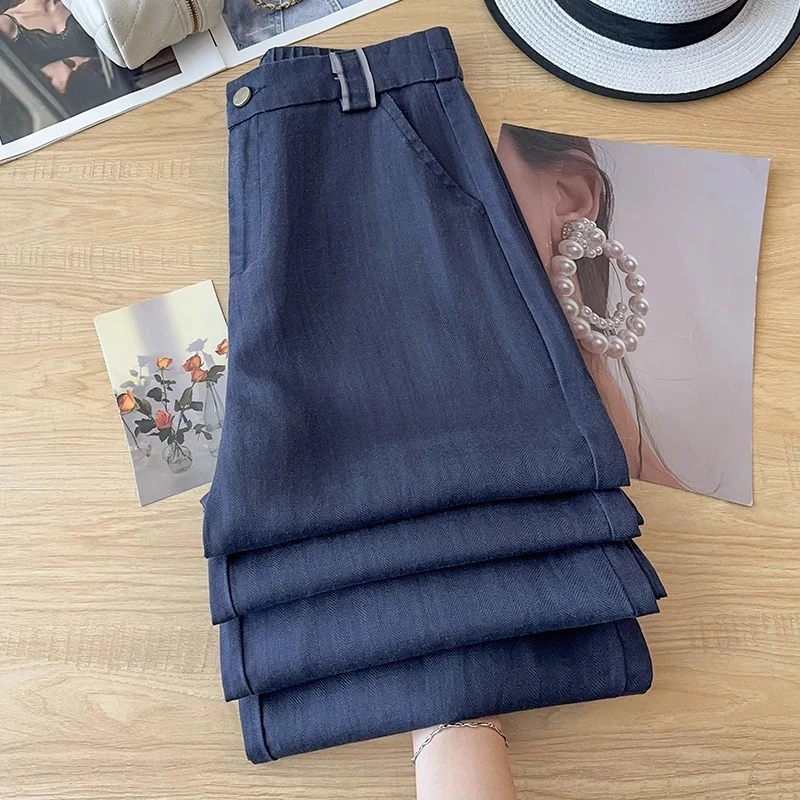 天丝亚麻女裤夏季薄款拖地长裤2025显瘦百搭休闲小个子九分直筒裤