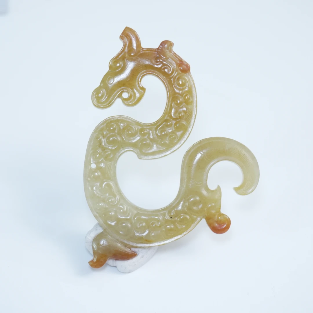 清代和田玉仿古龙凤纹佩（汉）518979*古玉*传承