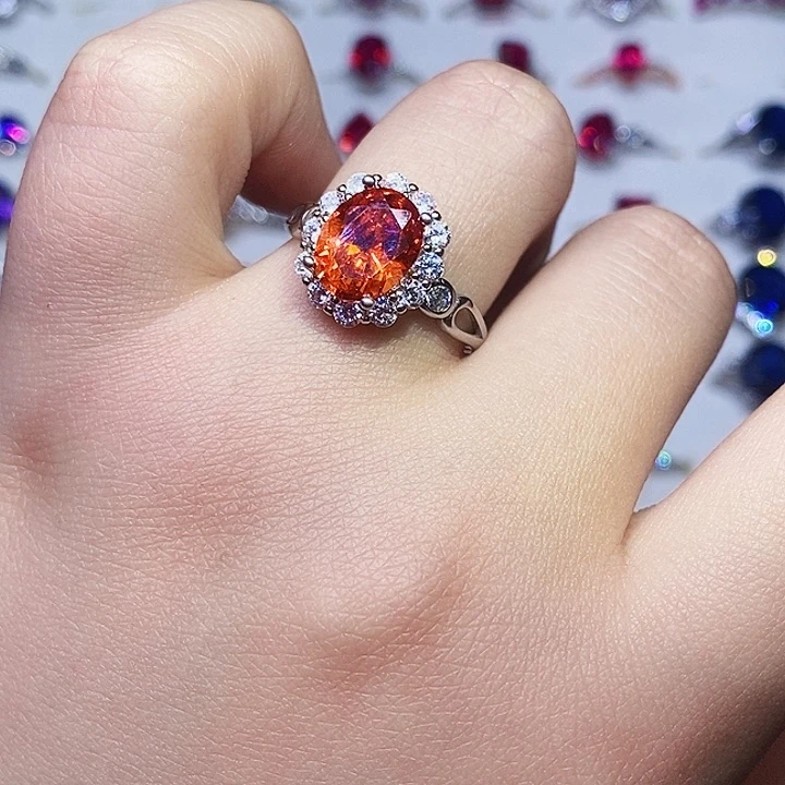 石榴石（芬达石）戒指银S925镶嵌