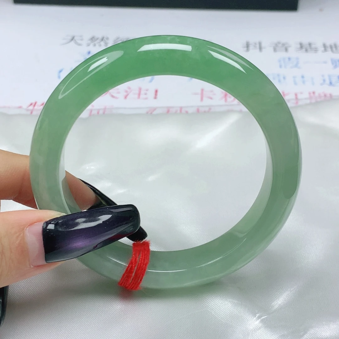 未镶嵌手镯翡翠翡翠56.5冰润果绿渐变正圈