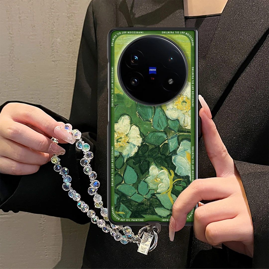 油画梵高红玫瑰适用vivoxfold5手机壳新款xfold3小清新折叠屏