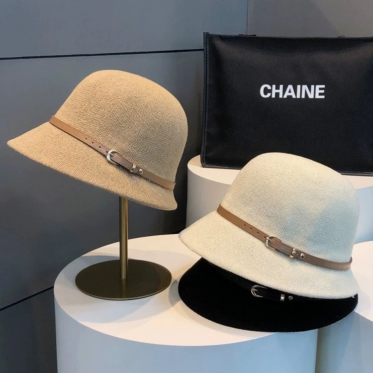 帽子女2024新款时尚潮流度假遮阳渔夫帽轻薄透气圆顶防晒素颜盆帽