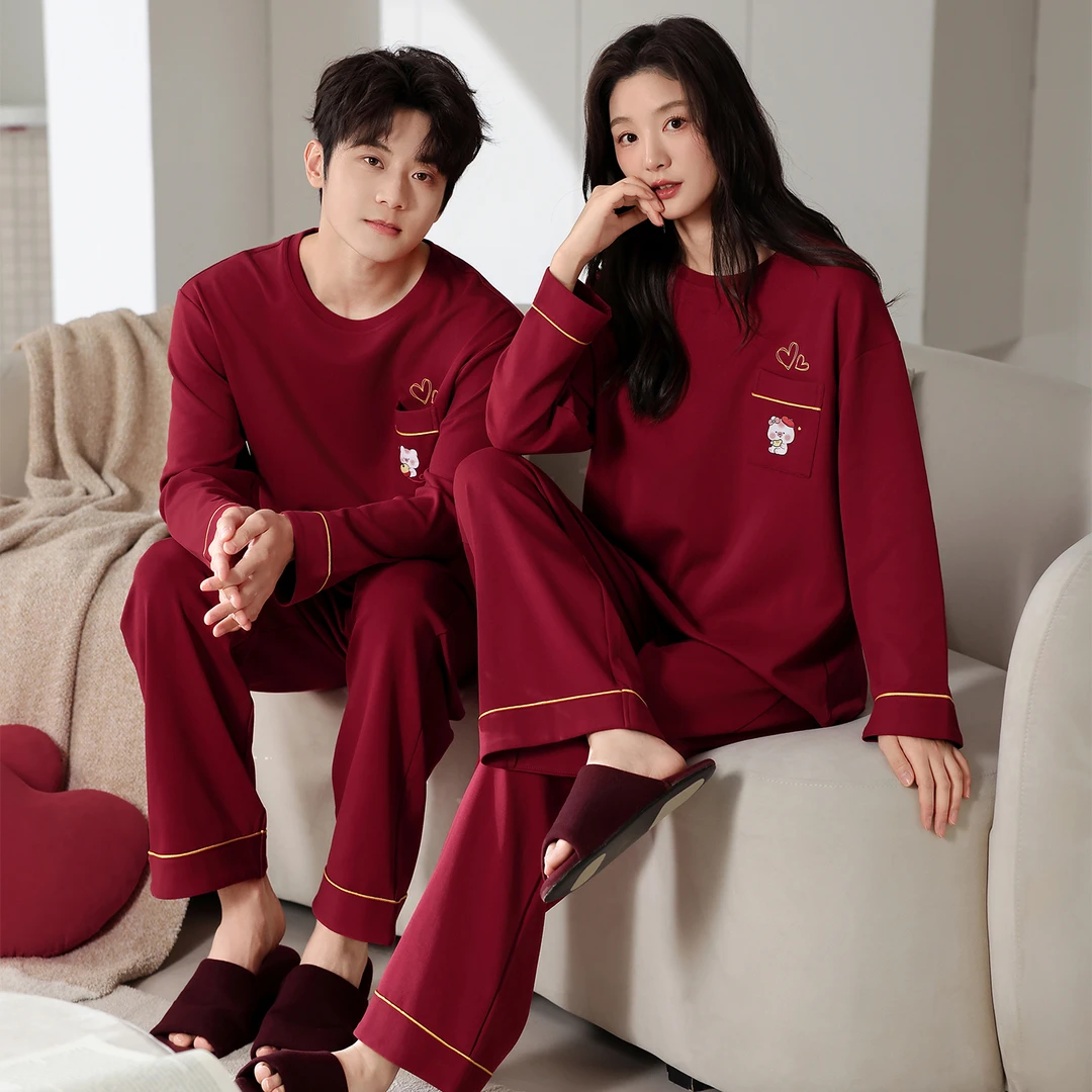 情侣红色睡衣秋冬季新款纯棉长袖长裤本命年结婚新婚家居服套装