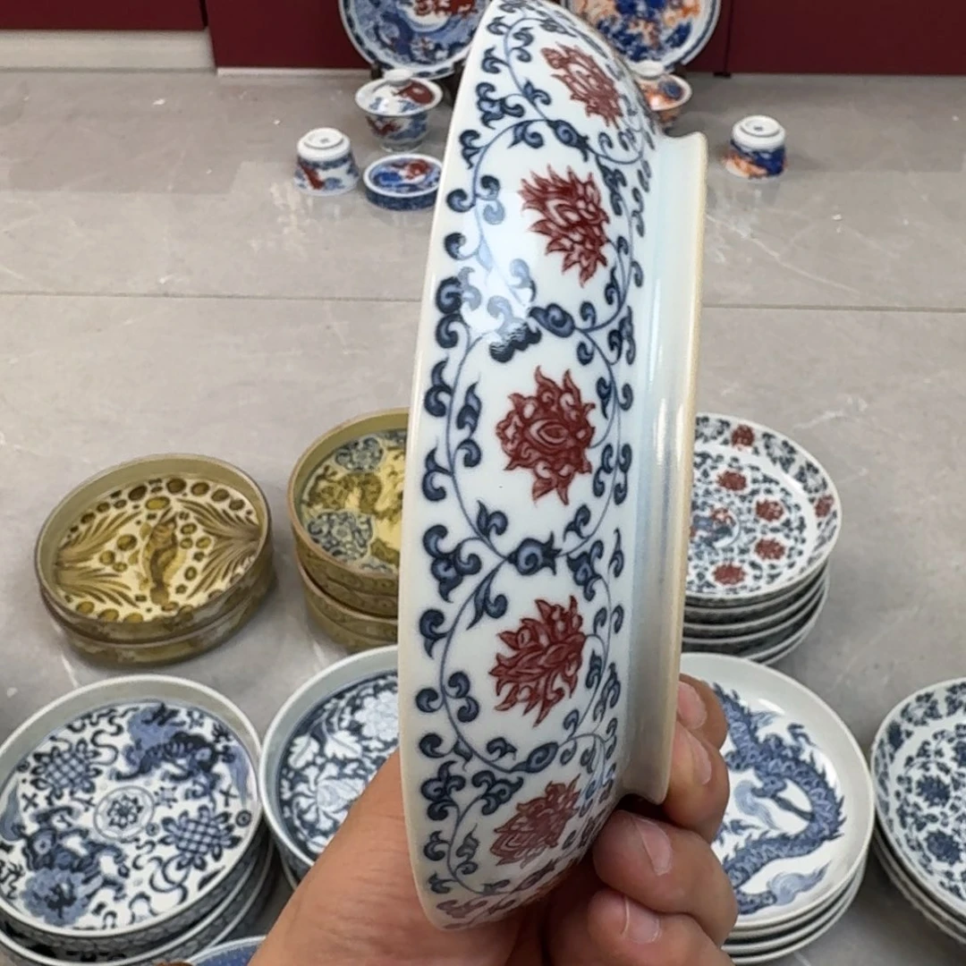 杯釉里红缠枝莲大壶承