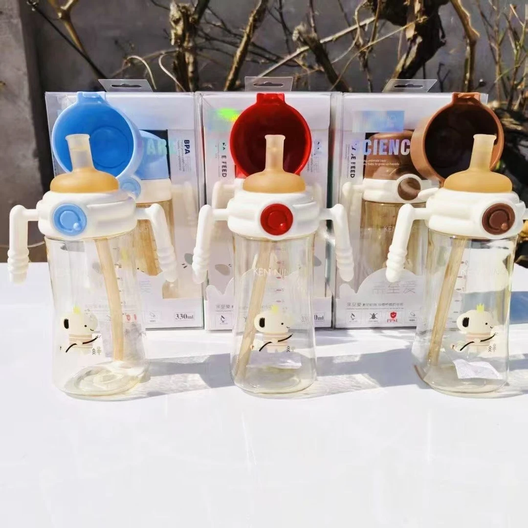 亲至爱婴幼儿翻盖ppsu奶瓶防呛耐摔防胀气耐高温儿童水杯