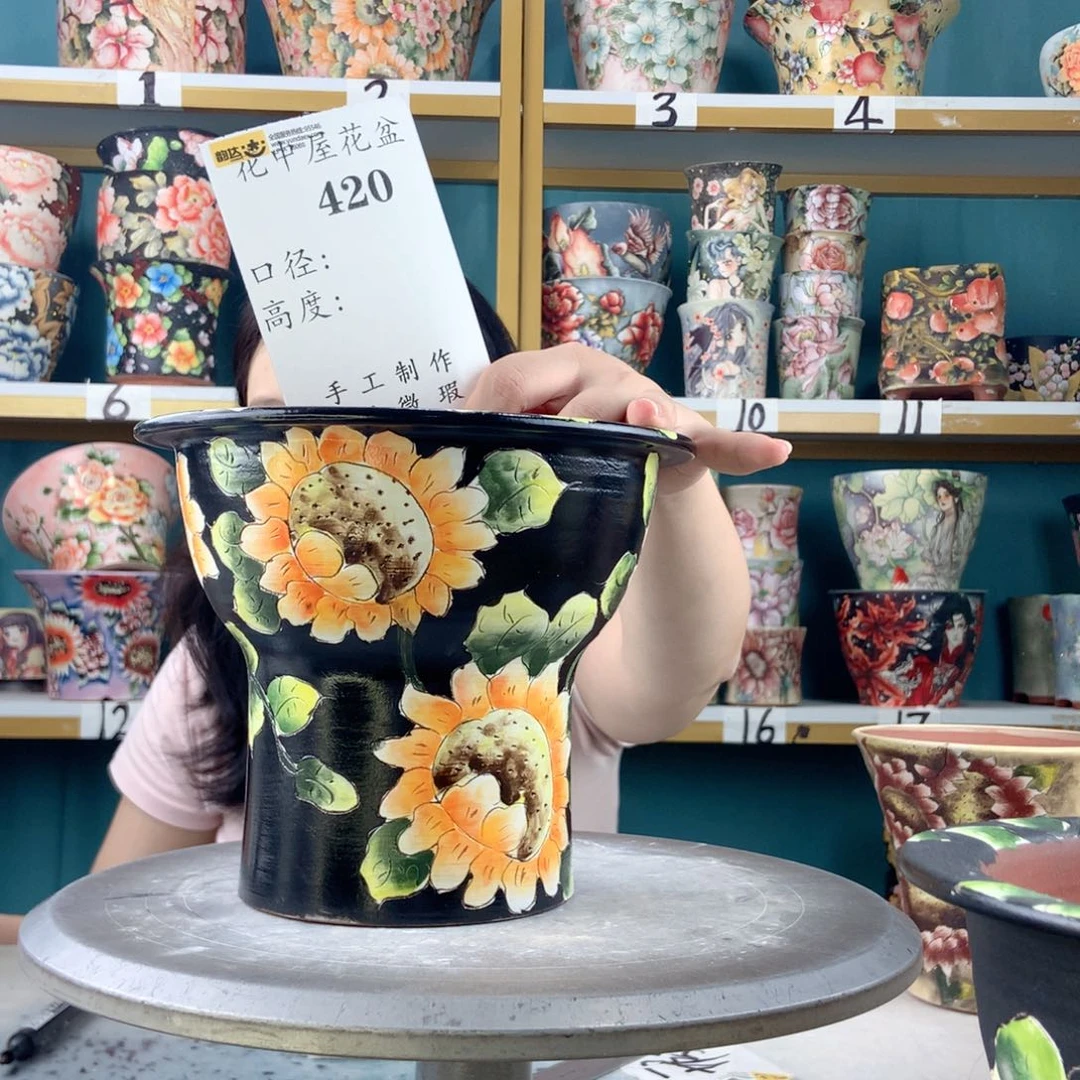 香***影景德镇手工花盆420