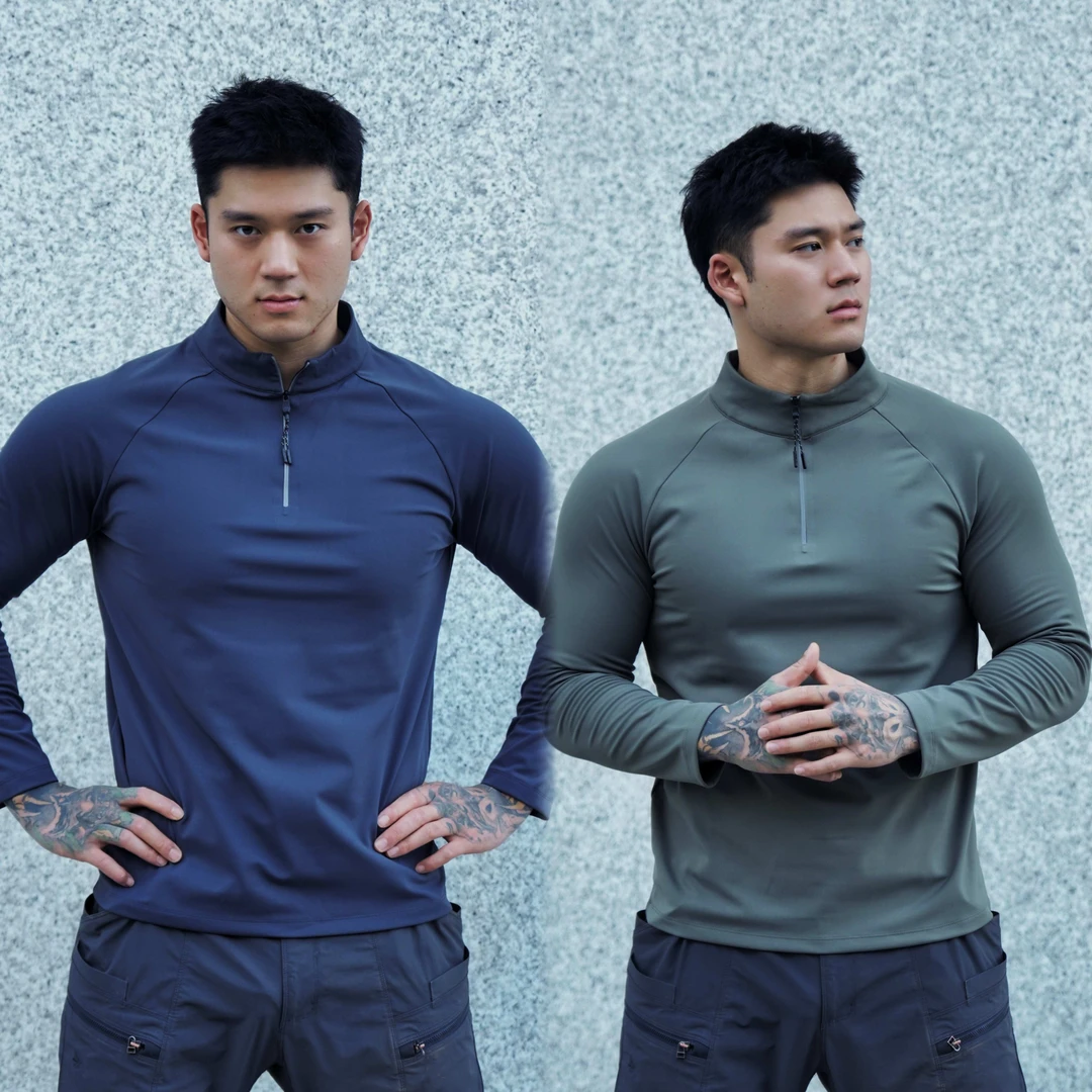 轻量化立领半拉链抓绒衣长袖速干透气弹力春秋户外休闲运动卫衣男