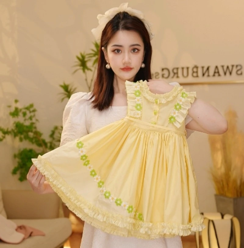 【Y.d5694】2025新款夏季女童无袖洋气花朵背心裙女宝气质连衣裙