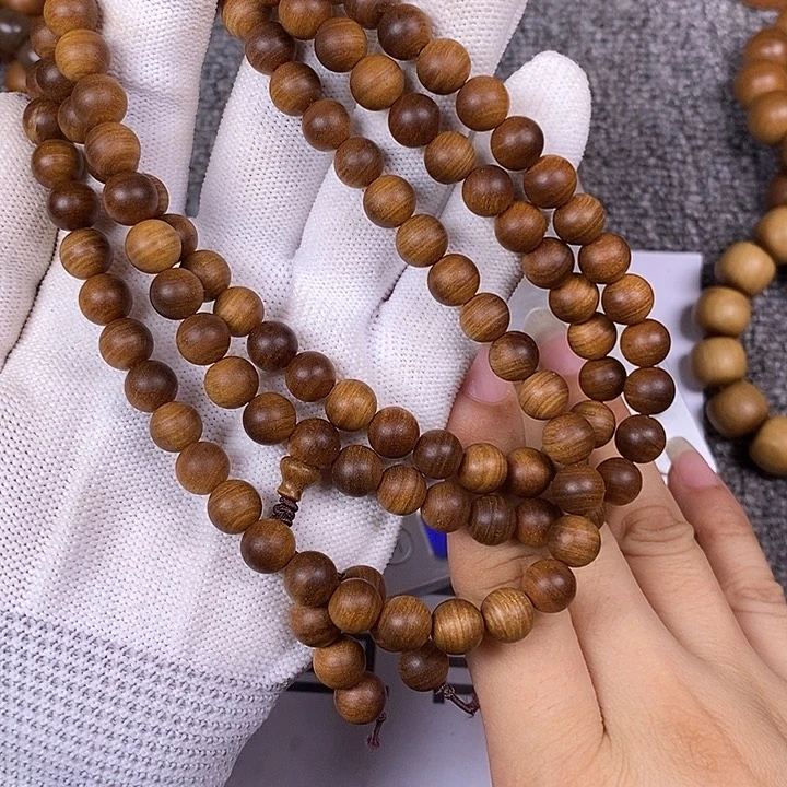 檀香木手串/手链老山檀香黑肉虎纹树芯老料0.8/108沉水