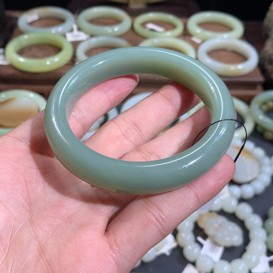 和田玉手镯未镶嵌新疆且末近矿且末蓝手镯