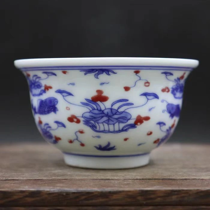 青花鱼藻纹主人杯品茗杯