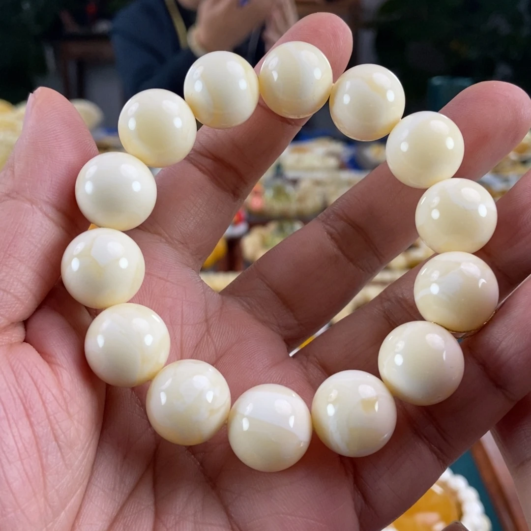 琥珀未镶嵌珠宝奇石16白蜡同料串32.91