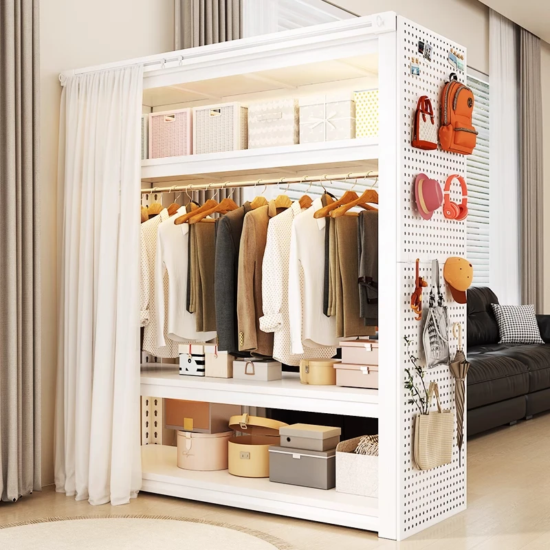 衣帽架开放式衣架落地卧室出租房货架衣柜简易家用角钢收纳置物架