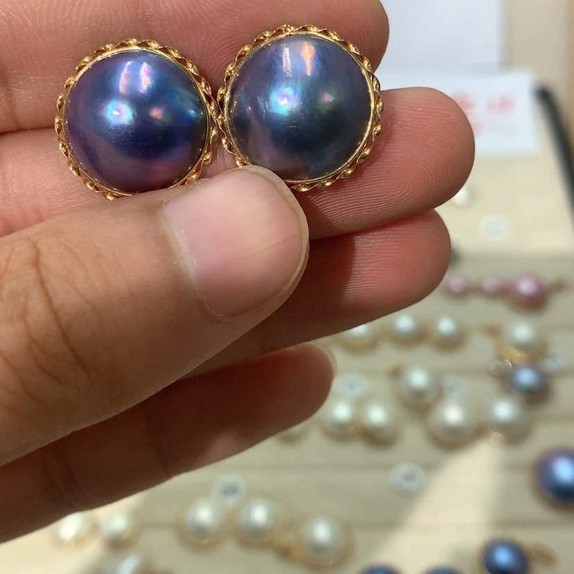 【闪购商品】耳饰拼合珍珠（马贝珠）18K金镶嵌
