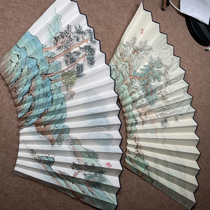 16方山水扇面两张