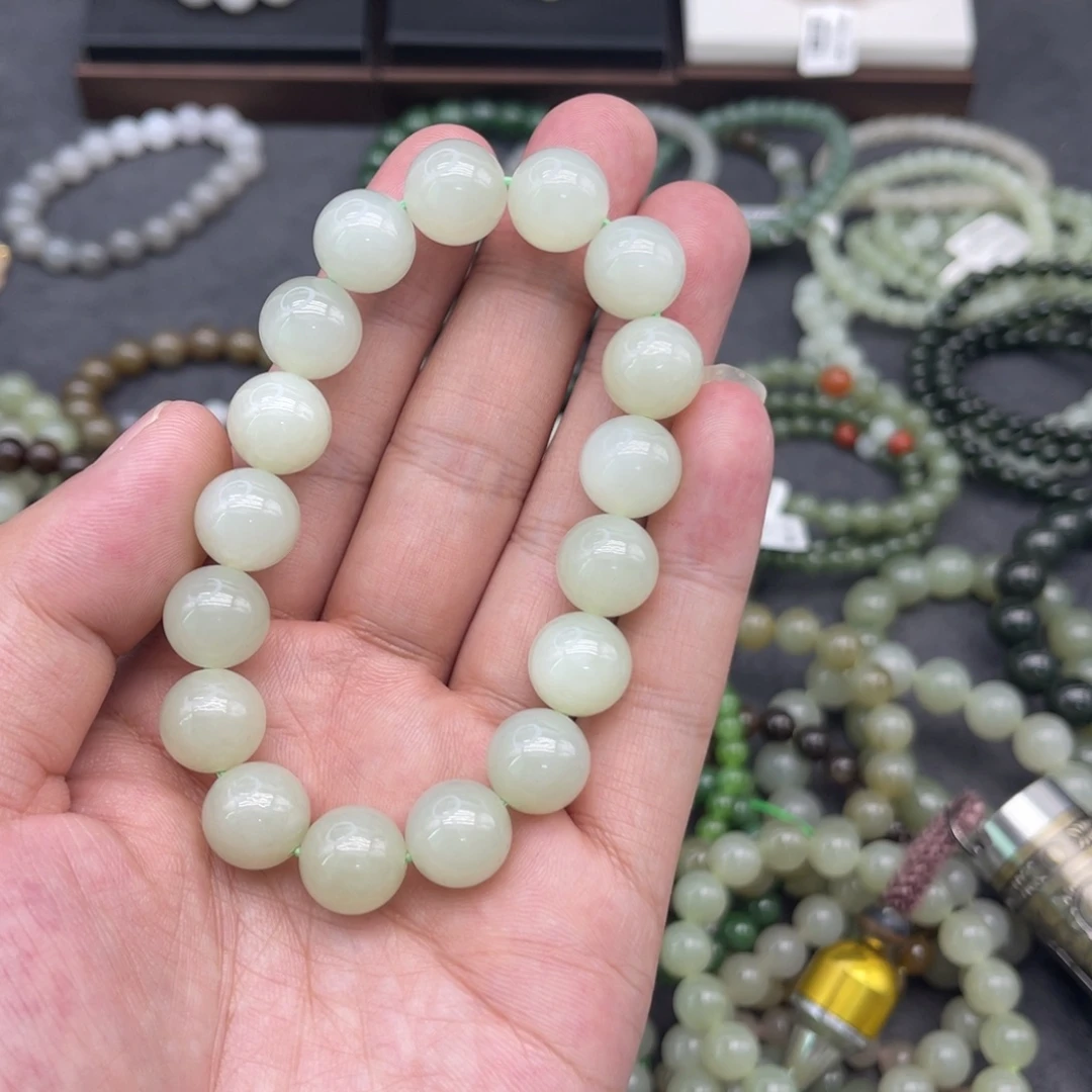 和田玉未镶嵌手串卡10晴水