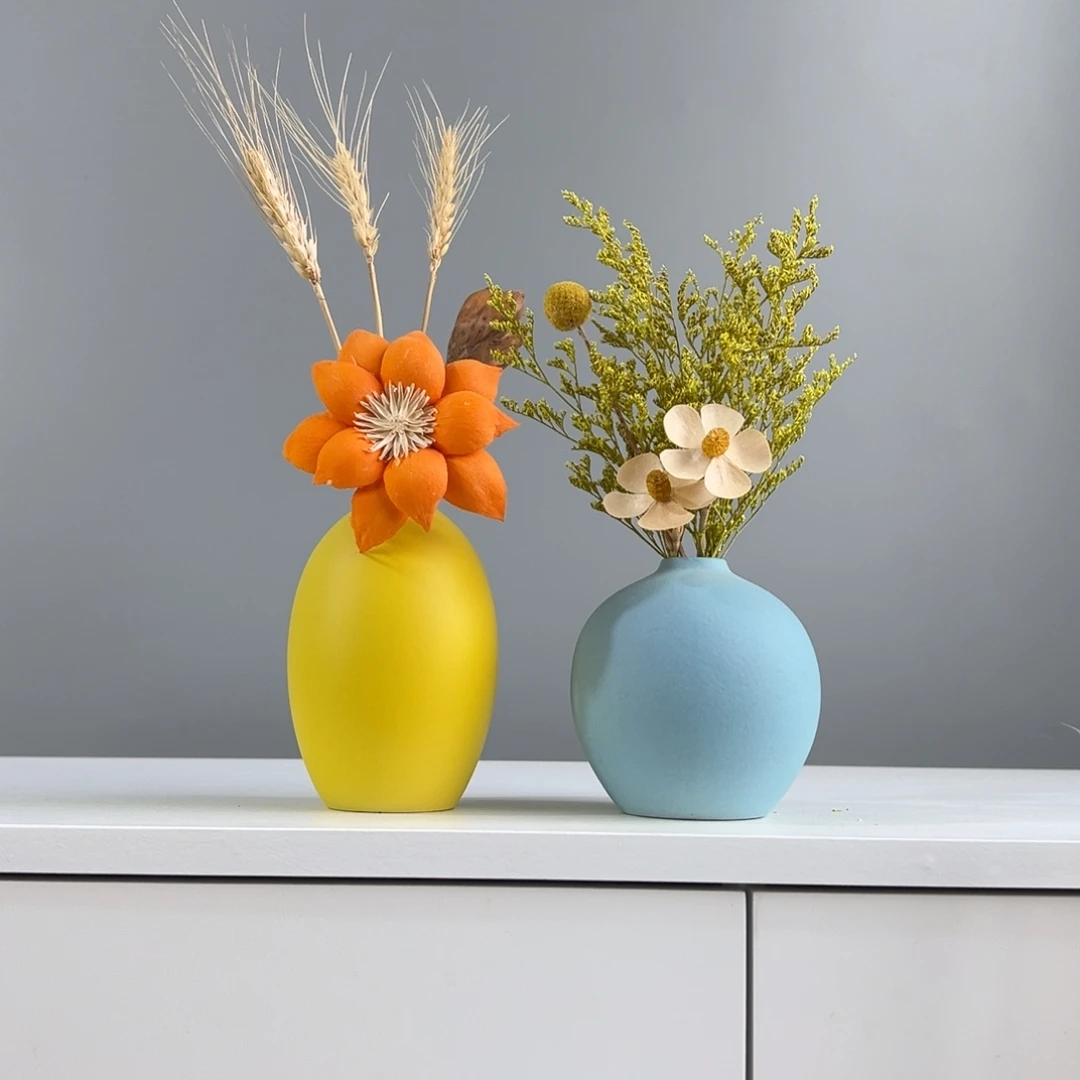 陶瓷花瓶景德镇陶瓷花瓶含花总高约20-30cm