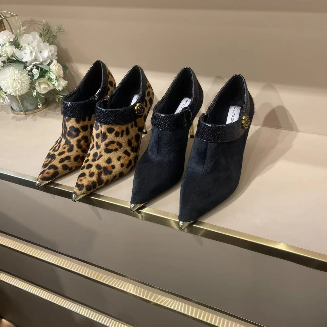 MiDITU/米蒂图 2025年冬季新款百搭法式高跟靴子不累脚