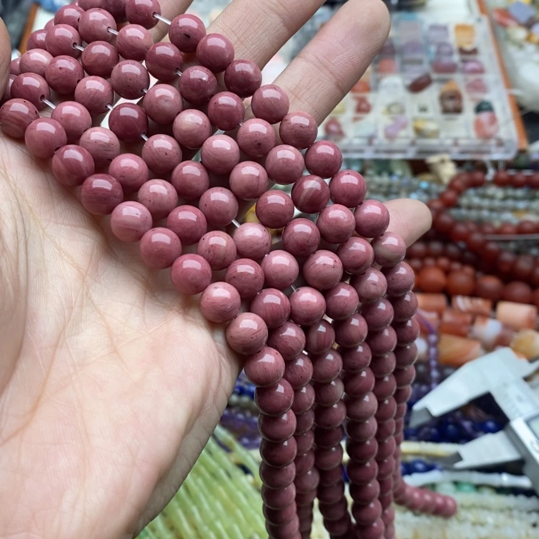 玛瑙/玉髓未镶嵌珠宝半成品一条天然8.5mm红木纹蔷薇精品