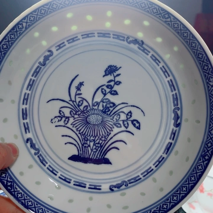 青花玲珑8寸窝盘兰花