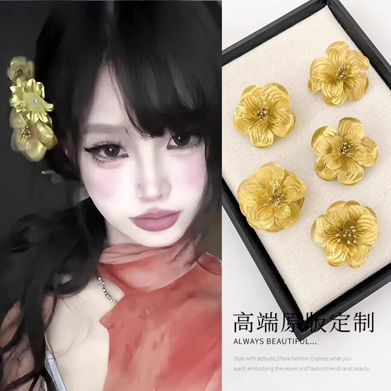 银色花朵发卡头花边夹侧边丸子头头饰发夹2025年新款日系发饰高级