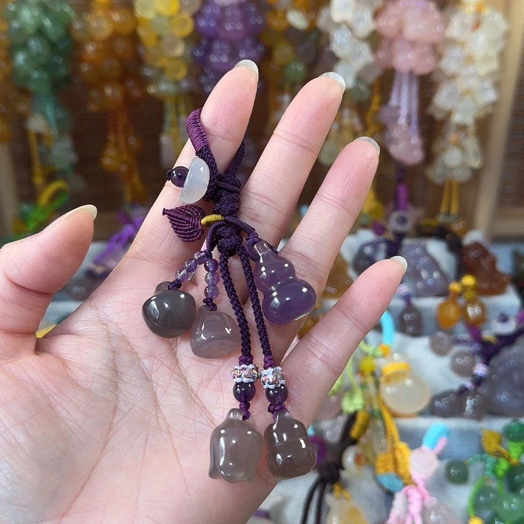 玛瑙/玉髓未镶嵌钥匙挂件