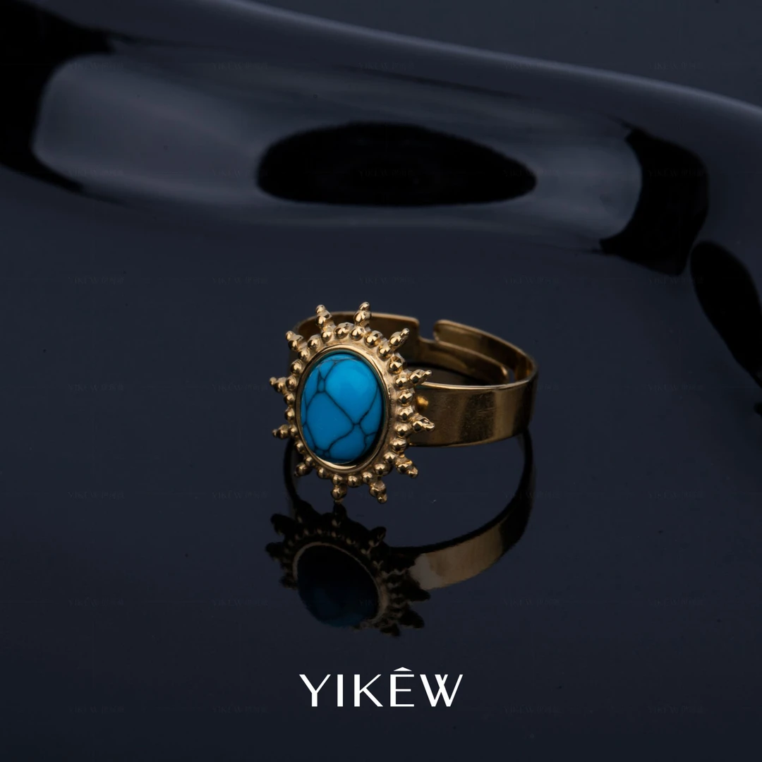 【YIKEW】太阳花戒指｜翠蓝戒指Harmony戒指PJ0500
