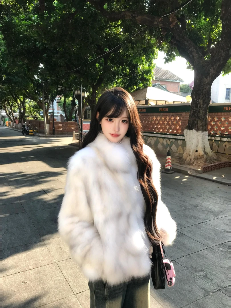 2025冬季新款韩系立领加厚外套女毛毛大衣