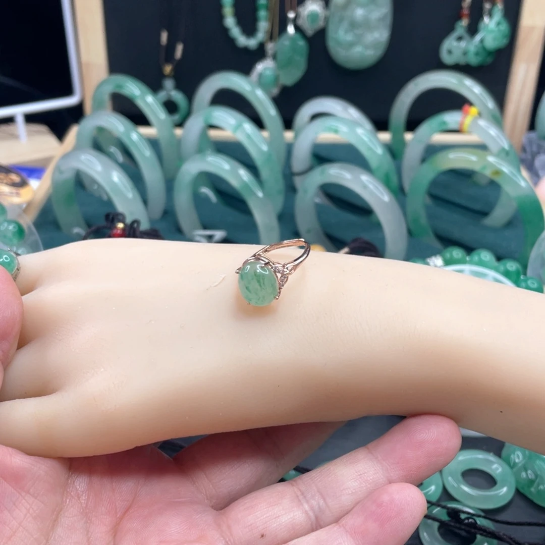 石英质玉银S925镶嵌戒指