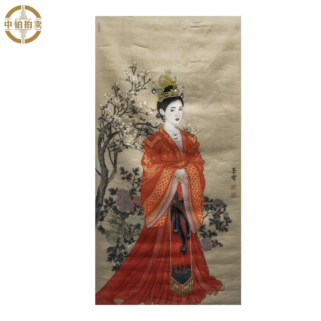 lot0075 崔景哲 人物 绢本原片 64cm*133cm约2.7平尺