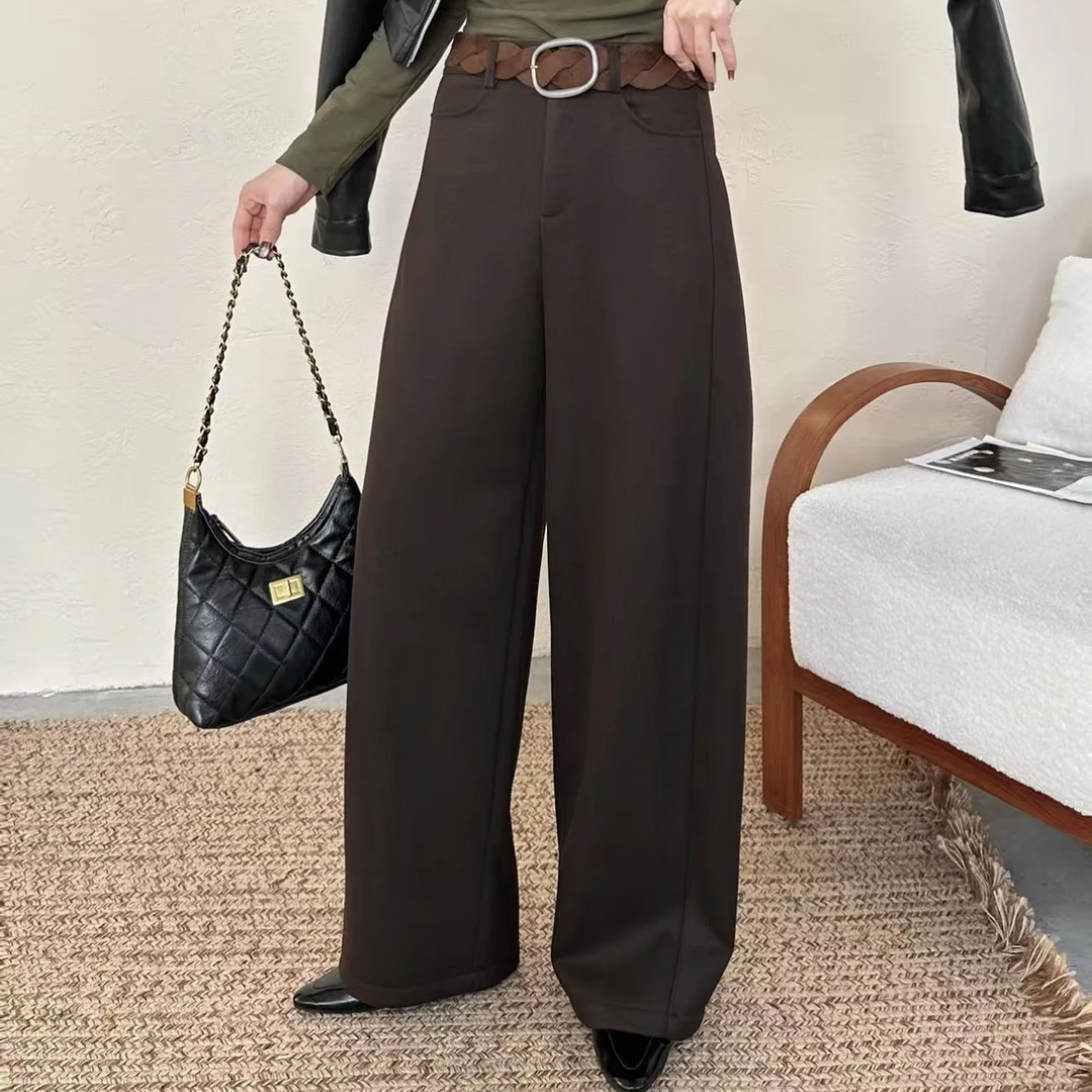 【公主屋现货】欧版醋酸羊绒弯刀休闲裤6936