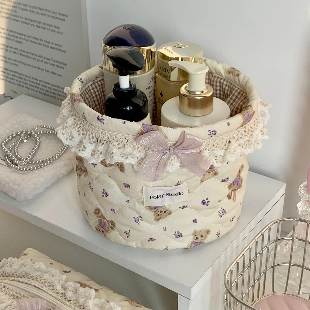 韩国进口薰衣草小熊手作收纳筐