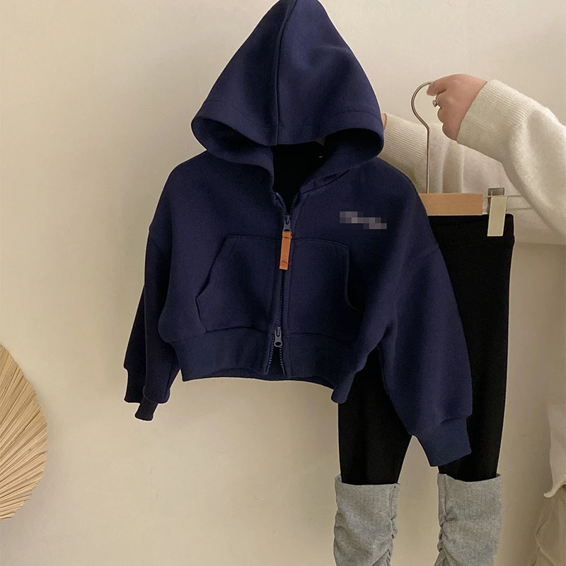 R25095女童春秋季2025新连帽卫衣设计款堆堆袜瑜伽裤百搭两件套装