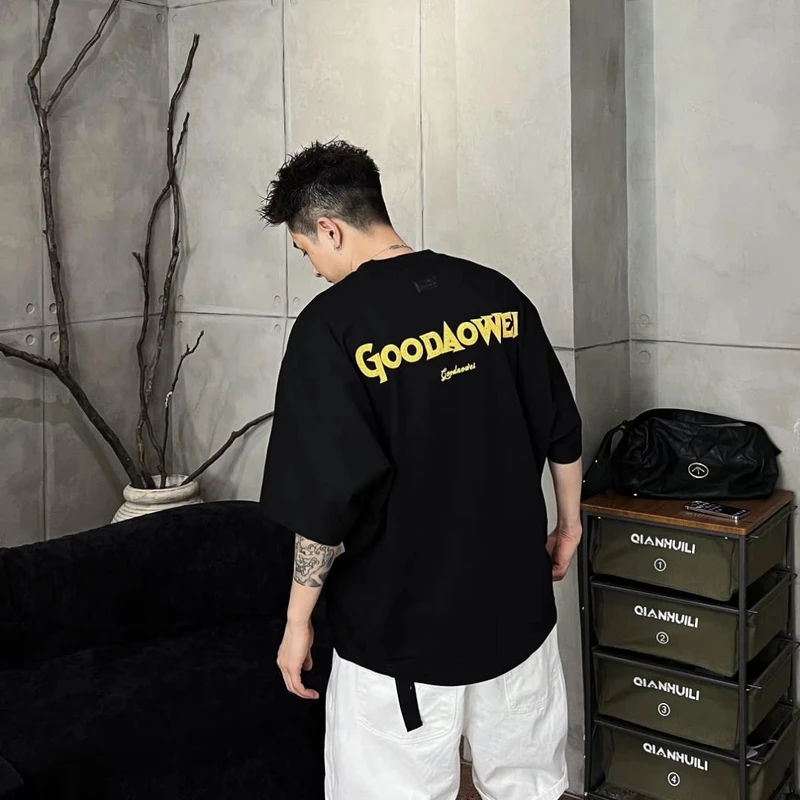 到位男装25ss春夏美式休闲时尚百搭简约字母蝙蝠短袖T恤