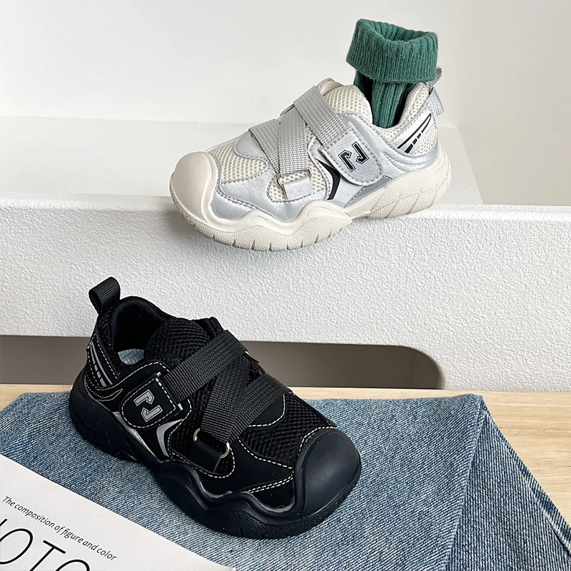 【Y1191】Z字魔术贴运动鞋宽版圆头潮酷韩版透气网面包头板鞋休闲鞋