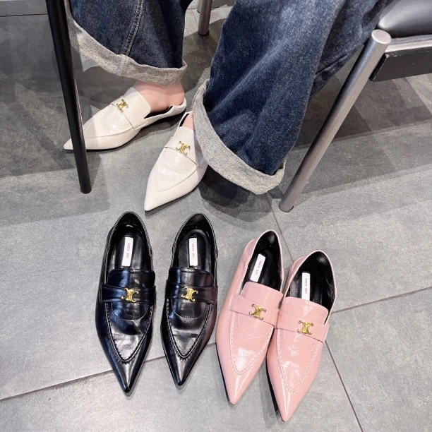 2025纯色低跟乐福鞋秋季跟鞋春季方跟女单鞋尖头浅口