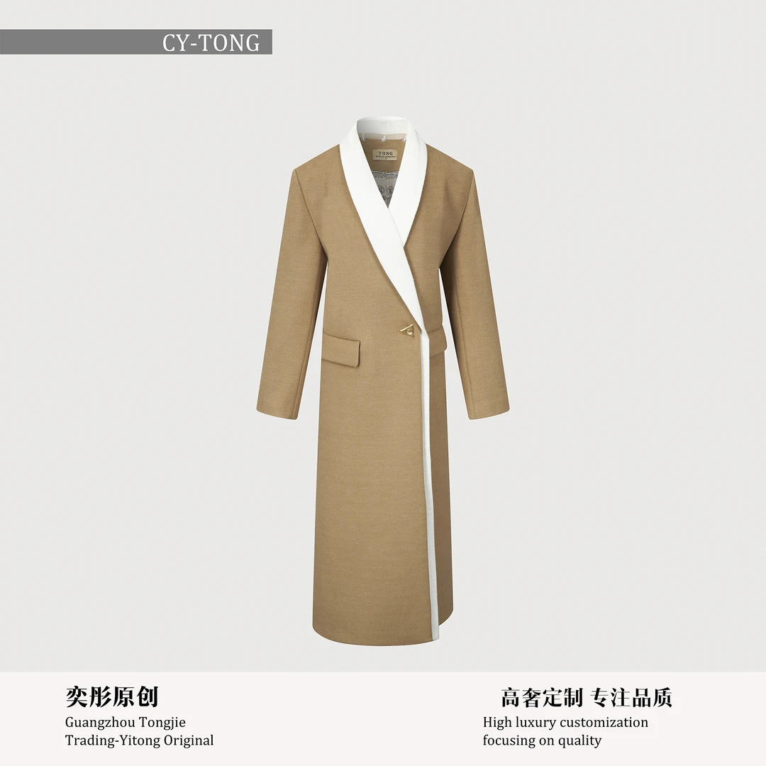 【彤姐原创】冬季气质时尚休闲百搭长款高奢女士大衣外套W24B220